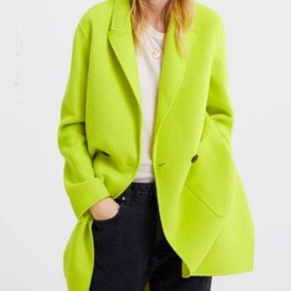 Zara neon yellow/green long coat - Picture 4 of 5